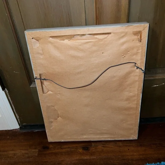 Vintage Rustic Country Mill Print Gray/ Blue Frame W/ Hanger - Picture 8 of 11